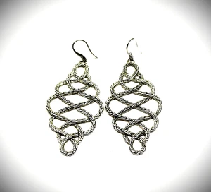 JOHN HARDY Sterling Silver Chain Collection Lace Dangle Earrings - Picture 1 of 8