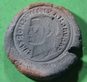 Antike römische Terrakotta Fälscherform mit Testformteil von Maximinus II - Bild 1 von 3