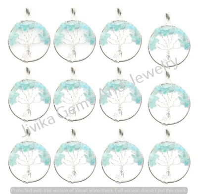 Bulk Sale ! Chalcedony  Gemstone Bezel Pendant Lot 925 Sterling Silver Plated - image 1 of 4