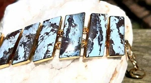 Ozeanblauer Jaspis Edelstein Armband 7 Zoll verstellbar Alchemie (Null Karat Gold) - Bild 1 von 11