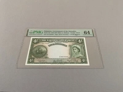 Bahamas 4 Shillings P-13d ND(1963)  PMG 64 - Image 1 of 4