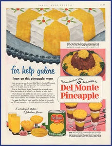 Vintage 1953 DEL MONTE Canned Crushed Pineapple Ephemera 1950's Print Ad - Picture 1 of 1