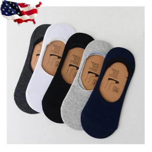10 pares de calcetines antideslizantes antideslizantes para hombre de corte bajo de algodón invisibles sin exhibición EE. UU. - Imagen 1 de 14