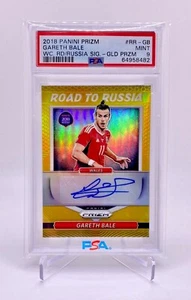 2018 Gareth Bale Panini Prizm World Cup Gold Wales Autographed Card 5/10 PSA 9 - Picture 1 of 3