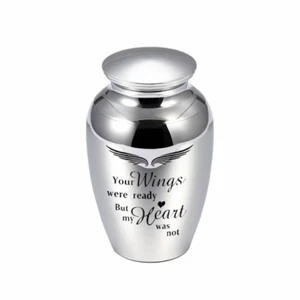 Your Wings Were Ready Heart Mini Cremation Ashes Urn Funeral Memorial Keepsake - Picture 1 of 10