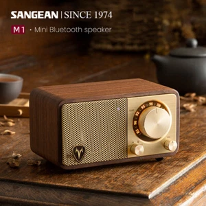 Radio de gabinete mini retro Sangean MASTER M1 FM Bluetooth auxiliar madera maciza - Imagen 1 de 14