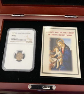 1575 KB HUNGARY DENAR NGC MS 62 - Madonna & Child Silver Coin of Roman Empire - Picture 1 of 2