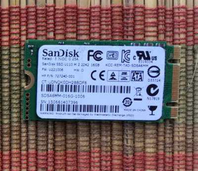 Sandisk SSD M2 16GB U110 SDSA6MM-016G-1006  2242 SATA SMART Test GOOD No errors - Image 1 of 2