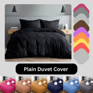 3 Piece Duvet Cover Plain Dyed Microfiber Quilt Cover Pillow Case Bedding Set - Picture 1 of 10