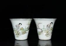 PAIR OLD CHINESE FAMILLE ROSE PORCELAIN CUPS WITH MARKED ST1274