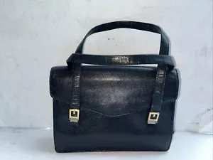 Borsa a mano vintage anni 50 Koret blu/nero... pelle dentro e fuori con portamonete. - Foto 1 di 12