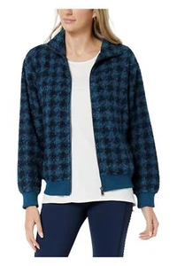 Lacey Chabert Women's Full-Zip Sherpa Jacket Deep Dive Houndstooth - Picture 1 of 1
