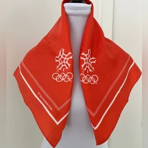 VINTAGE XV Winter Olympic Games Calgary 1988 Square Scarf Souvenir Canada Logo - Imagen 1 de 11