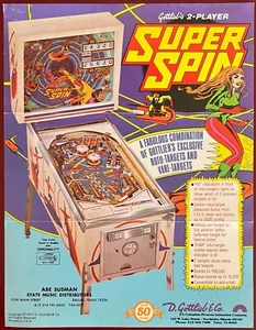 Gottlieb Super Spin Original Flipper Flyer 1977 - Bild 1 von 2