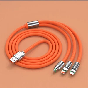 120W Zinc Alloy Soft Gel Super Fast Charge 3-in-1 Universal Data Cable - Picture 1 of 26