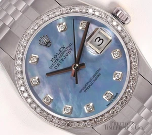 Rolex Datejust 36mm Stainless Steel Jubilee Blue MOP DIamond Dial Diamond Bezel - Picture 1 of 5