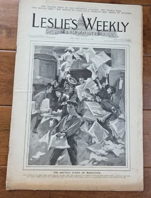 1899 LESLIE'S WEEKLY ILLUSTRATED Spanish-American War, Newspaper Boys Strike - Image 1 of 4