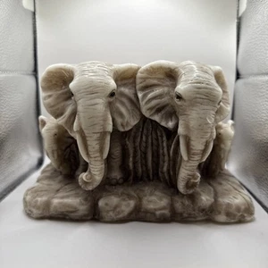 Animal Spirits Elephant Herd Pillar Sculpted Wax Candle Lava Ent Malaysia 8x5.5” - Picture 1 of 6