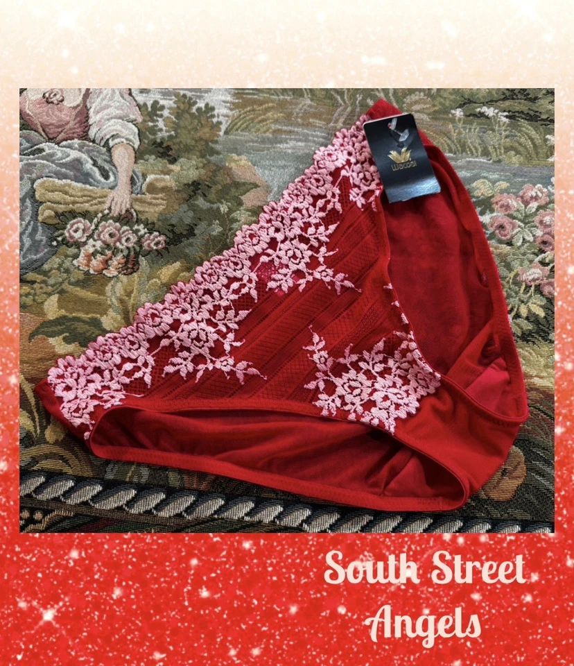 WACOAL 64391 EQUESTRIAN RED Embrace Lace BIKINI Panties SIZE MEDIUM