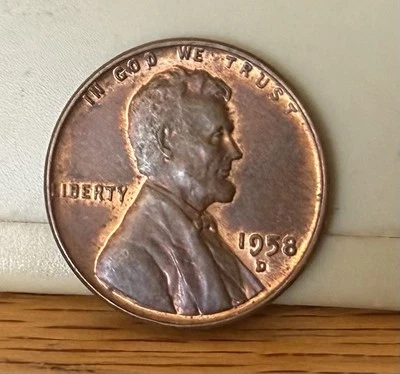 Centavo Lincoln Wheat 1958-D con error de marca de ceca perforada - L@@k Foto 1 de 4