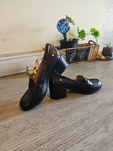 Nine West Chunky Women’s Loafers Size 5M Black Leather Vintage 90’s Y2K - Picture 1 of 10