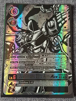 Justimon: Blitz Arm ACE BT19-064 SP Parallel Rare Alt Art Digimon TCG NM  - Image 1 of 4