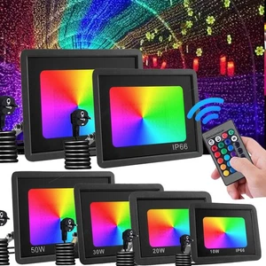 Proiettore LED RGB 10W 20W 30W 50W 100W esterno faretto proiettore 230V - Foto 1 di 18