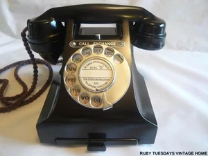 STUNNING VINTAGE GPO BLACK BAKELITE TELEPHONE CALL EXCHANGE Art Deco Retro Dial - Picture 1 of 1