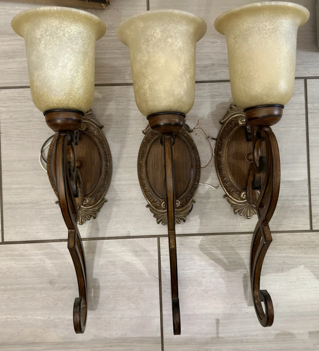 Minka Lavery Tofino Bronze Wall Sconce - 15 Inch Glass Lamp Fixture, 100 Watt