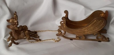 TRINEO DE LATÓN DE COLECCIÓN CON 2 RENOS - TAIWÁN Foto 1 de 4