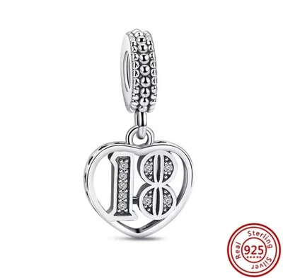 Sterling Silver 925 18th Birthday Charm + FREE Bracelet UK.  - Image 1 of 4