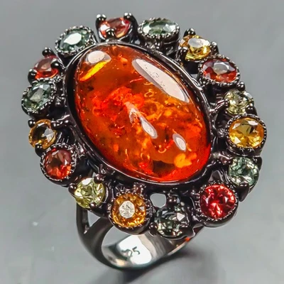 Joyería Anillo Ámbar Natural Plata de Ley 925 Talla 8/R442919 Foto 1 de 4