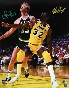 Larry Bird Magic Johnson Autographed Celtics Lakers 16x20 Photo-Beckett W Holo - Picture 1 of 3