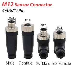 M12 Sensor Connector Female/Male  4/5/8/12 Pin Straight/Right Angle Plug 0cn PG7 - Picture 1 of 35