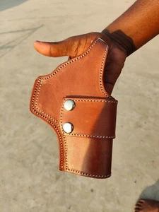 DRIVING CROSS DRAW 4.25 INCH BARREL LEATHER HOLSTER FOR PISTOL AND REVOLVER - Picture 1 of 2