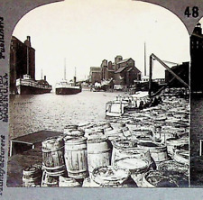 Ships Barrels Erie Canal Buffalo New York Photograph Keystone Stereoview Card