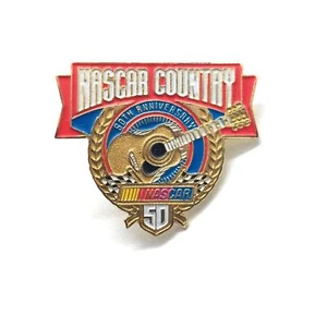 NASCAR Country 50th Anniversary Lapel Pin Racing Guitar Collectible Badge VTG - Picture 1 of 3