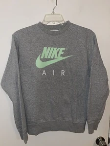 Nike Mens Small Crewneck Sweatshirt Gray Mint Green Large Logo - Picture 1 of 4