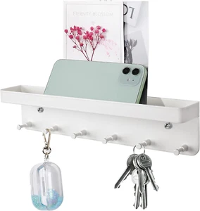 6 Hook Wall Mounted Letter Holder with Key Hanger, Small Key Rack for Hallway, E - Picture 1 of 12