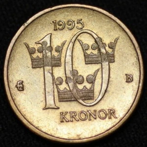 SWEDEN ~ 1995 ~ 10 Kronor ~ AU++ World Coin ☘️ W-#600 ☘️ - Picture 1 of 2