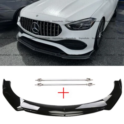 For Mercedes-Benz GLE350 GLE450 Front Bumper Lip Spoiler + Strut Rods Black - Image 1 of 4