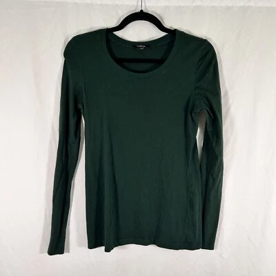 Blusa para mujer Ambiance verde mediana cuello redondo manga larga mezcla de algodón Foto 1 de 4