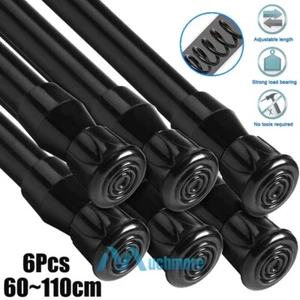2-6Pcs 23"-43" Retractable Tension Rod Spring Load Curtain Pole Heavy-Duty Steel - Picture 1 of 18