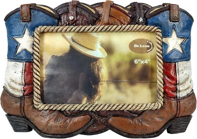 "Botas Patrióticas De Leon Collections Polyresin Texas Rojo, Blanco y Azul Estrella 6"" X"  Foto 1 de 4