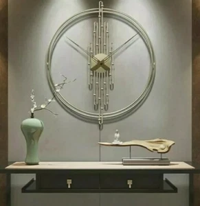 Large 50cm 70cm Diameter 3D Wall Clock Gold Metal Home Decor Modern New - Picture 1 of 2