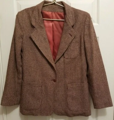 Vintage 80's Haberdasher 2 Button Blazer Jacket ~ Brown Pattern ~ 9/10 - Image 1 of 4