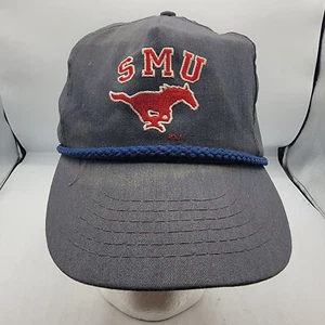 Vintage University Square SMU Mustangs Adults Gray Hat Cap Athletic Outdoors - Picture 1 of 9