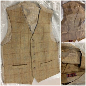New Mallalieus Samuel Windsor Epsom 6 Button Wool Plaid Vest BVW7W 06EP Sz 40 - Picture 1 of 7