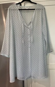 NWOT Nordstrom Lingerie Size L/XL Blue Button-up Long Sleeve Gown Robe - Picture 1 of 8