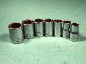 Craftsman | 7 Socket Lot | 1/4" To 1/2" | 1/4" Drive 6-Point | -V- Series | USA - Picture 1 of 10
